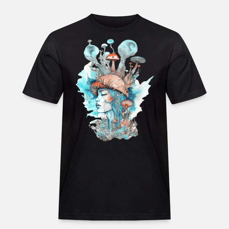 Trippy Schamane - Männer Workwear T-Shirt - Schwarz