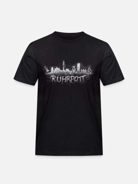 Ruhrpott Skyline - Männer Workwear T-Shirt - Schwarz