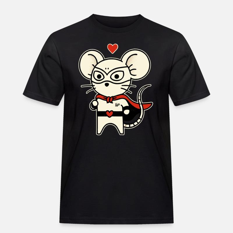 Maus Held der Liebe - Männer Workwear T-Shirt - Schwarz