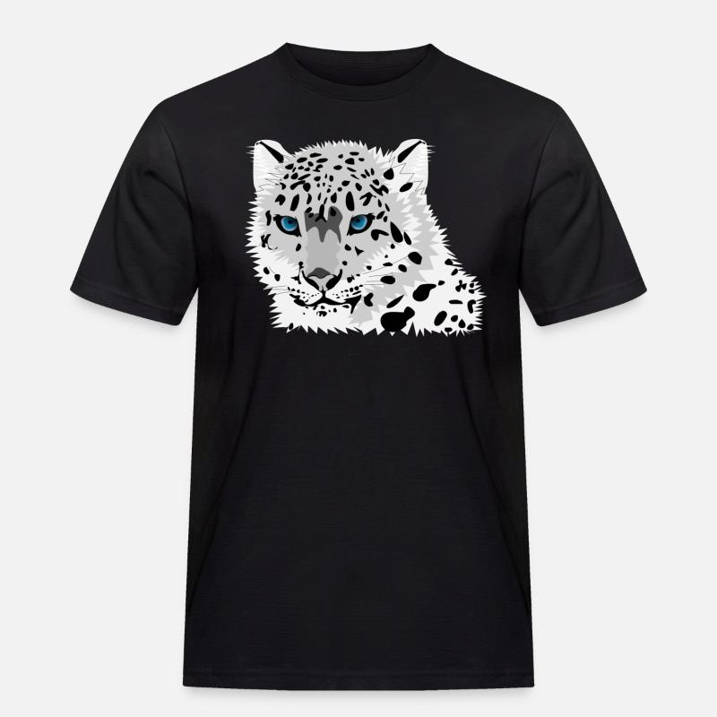 Schneeleopard - Männer Workwear T-Shirt - Schwarz
