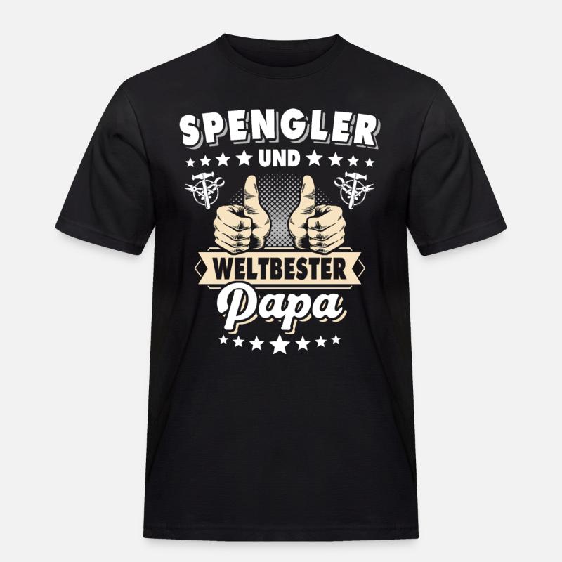 Bauspengler Papa Spengler - Männer Workwear T-Shirt - Schwarz