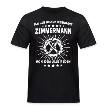 Zimmermann Zimmerer - Männer Workwear T-Shirt - Schwarz - Vorne - AI Model Male 178 light (178cm)