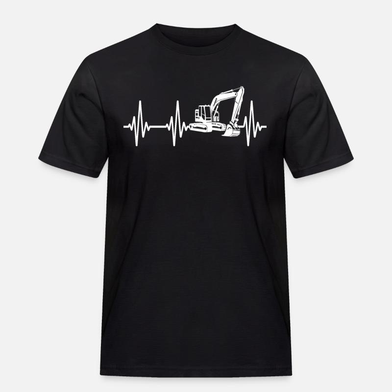Bagger Herzlinie Baggerfahrer - Männer Workwear T-Shirt - Schwarz