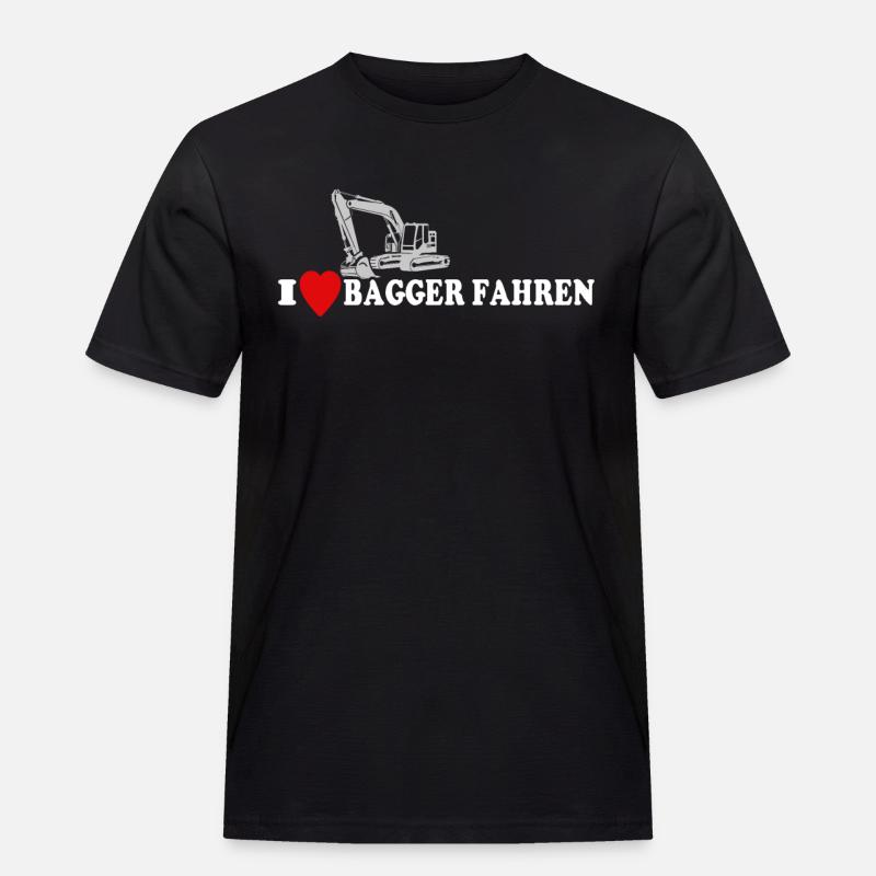 Bagger Ich Liebe Baggerfahrer - Männer Workwear T-Shirt - Schwarz
