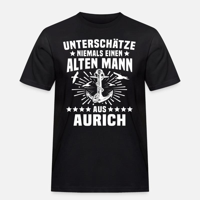 Aurich Spruch - Männer Workwear T-Shirt - Schwarz