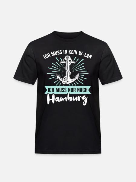 Hamburg Hamburger - Männer Workwear T-Shirt - Schwarz