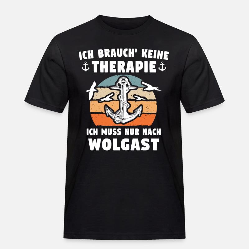 Wolgast Anker - Männer Workwear T-Shirt - Schwarz
