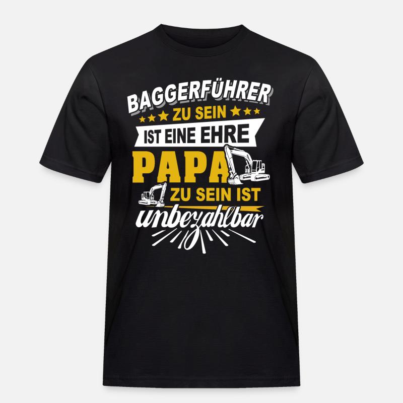 Baggerfahrer Papa - Männer Workwear T-Shirt - Schwarz