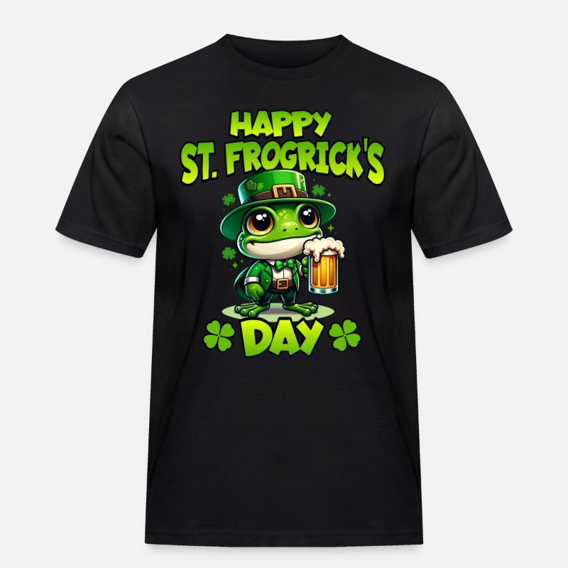 Frosch Patricks Day - Männer Workwear T-Shirt - Schwarz