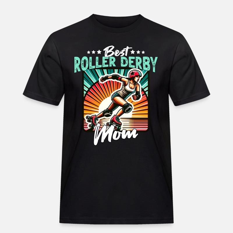 Roller Derby Mama - Männer Workwear T-Shirt - Schwarz