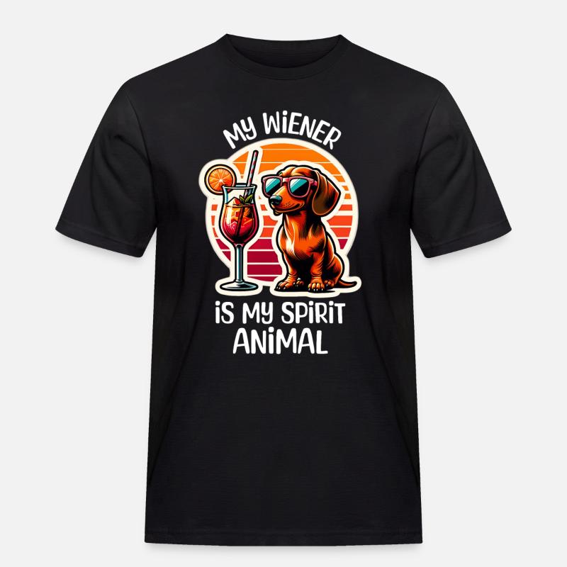 Dackel Cocktail - Männer Workwear T-Shirt - Schwarz