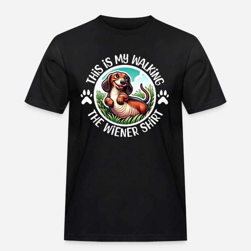 Dackel Gassi Gehen - Männer Workwear T-Shirt - Schwarz