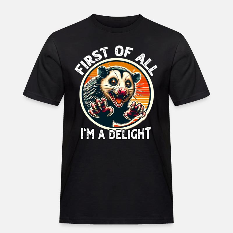 Opossum - Männer Workwear T-Shirt - Schwarz