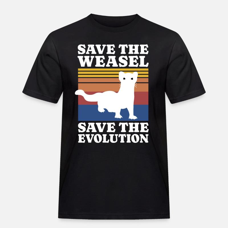 Save Weasel - Männer Workwear T-Shirt - Schwarz