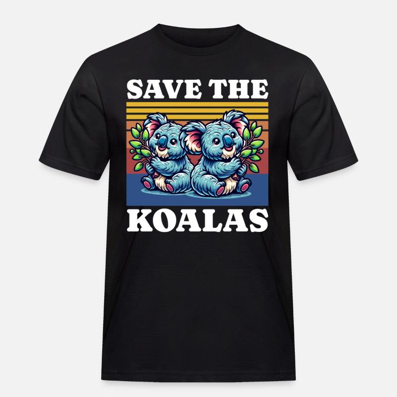 Save Koala - Männer Workwear T-Shirt - Schwarz