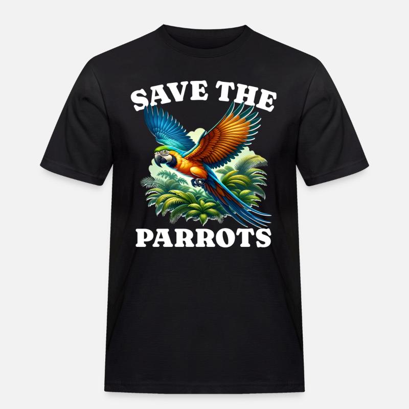 Save Macaw Parrot - Männer Workwear T-Shirt - Schwarz
