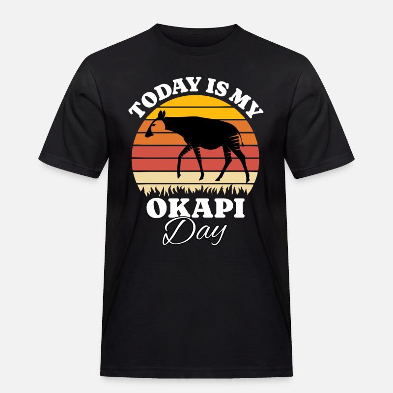Waldgiraffe Okapi - Männer Workwear T-Shirt - Schwarz