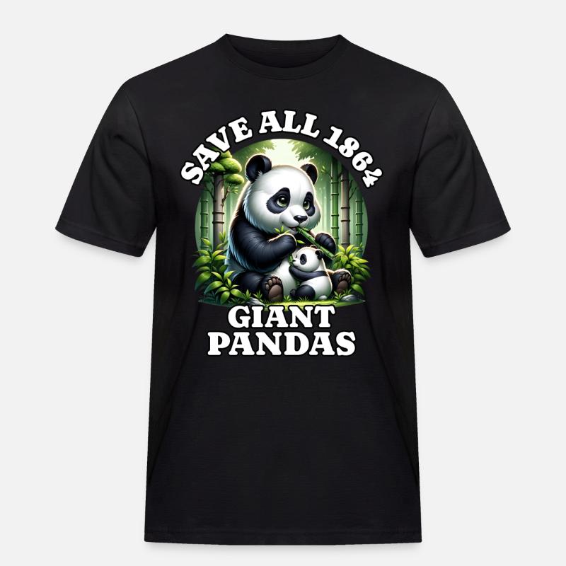 Panda Save Pandabär - Männer Workwear T-Shirt - Schwarz