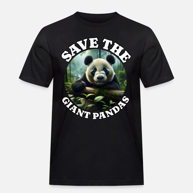 Pandabär Panda - Männer Workwear T-Shirt - Schwarz