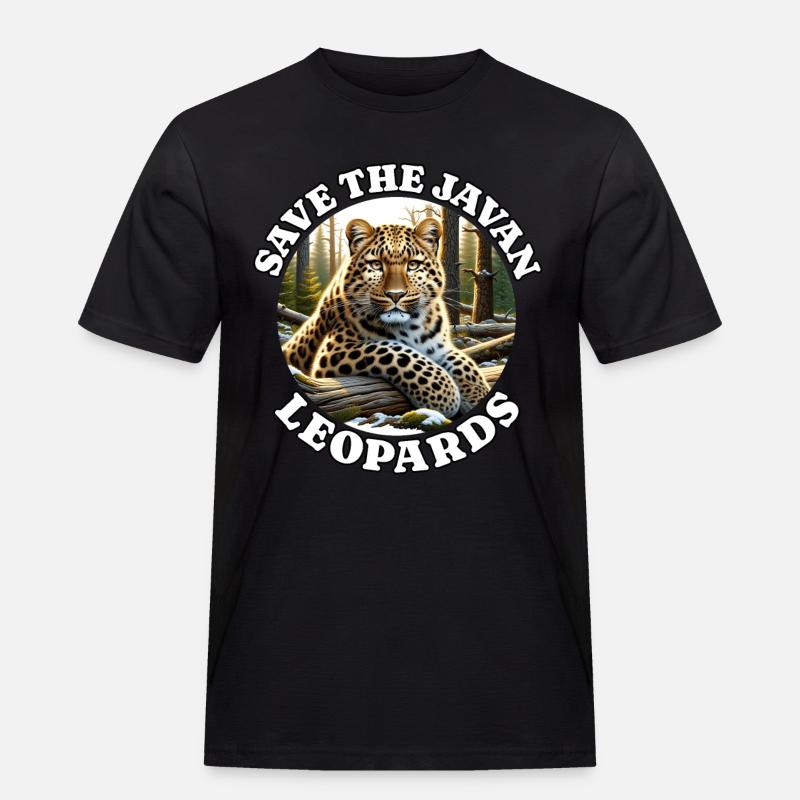 Java Leopard - Männer Workwear T-Shirt - Schwarz