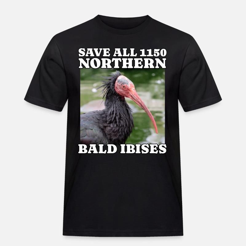 Save Waldrapp - Männer Workwear T-Shirt - Schwarz