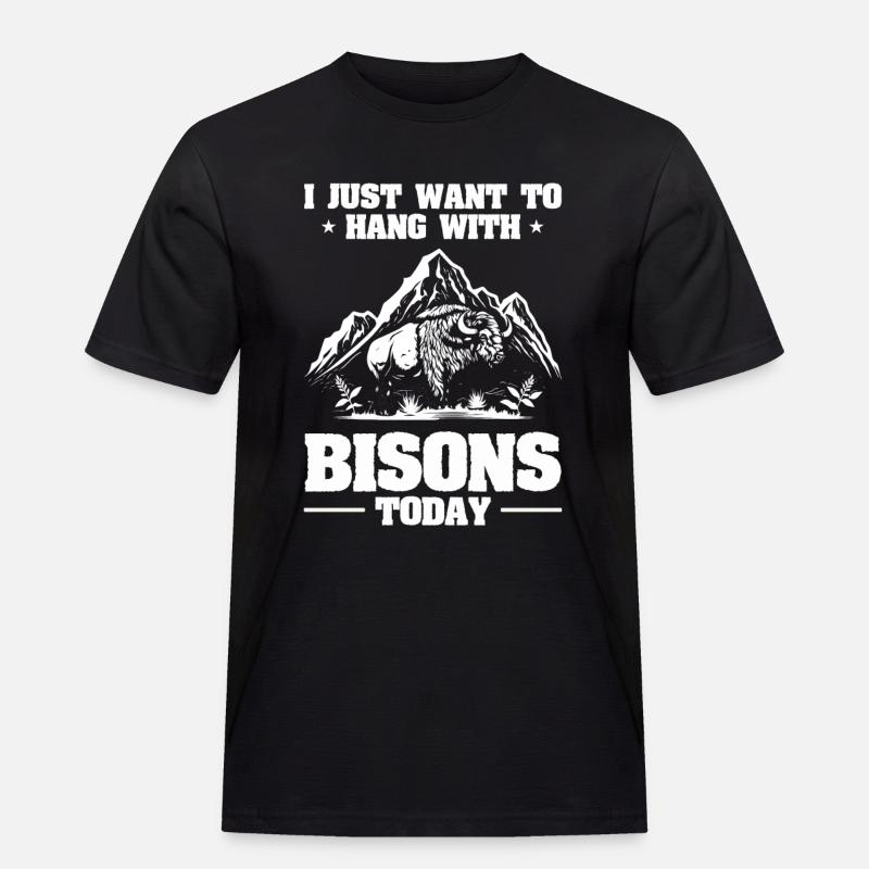 Büffel Bison - Männer Workwear T-Shirt - Schwarz