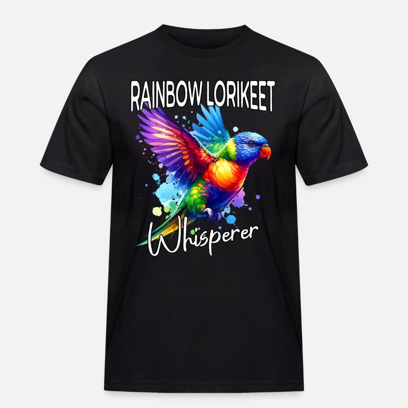 Regenbogenlori Flüsterer - Männer Workwear T-Shirt - Schwarz