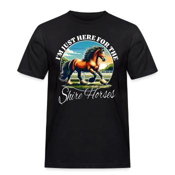 Funny Shire Horse Sayings - Men's Workwear T-Shirt - black - Front - AI Model Male 178 light (178cm)