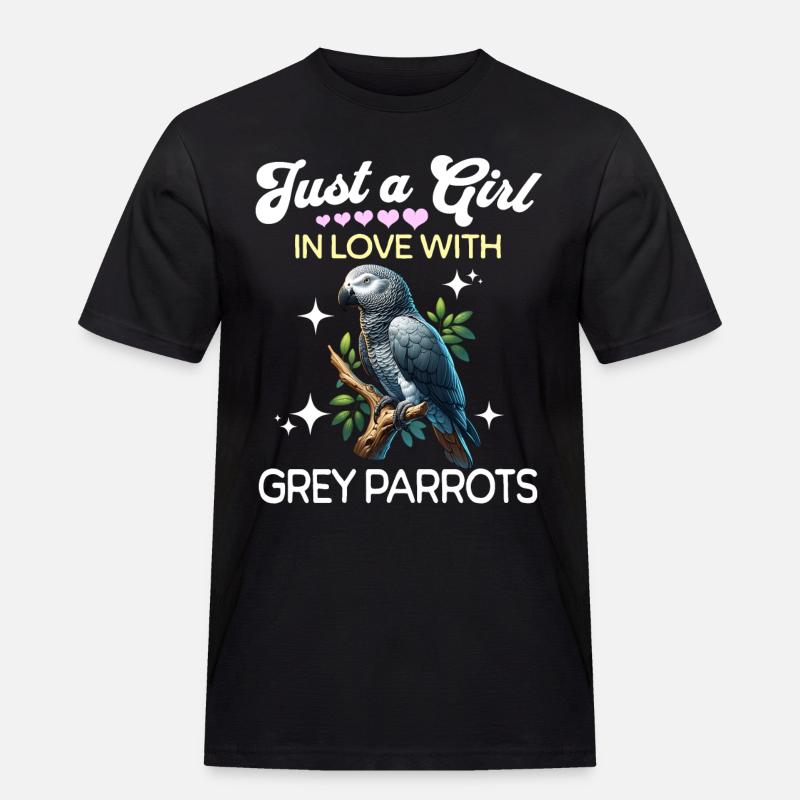 Graupapagei Mädchen Grey Parrot - Männer Workwear T-Shirt - Schwarz