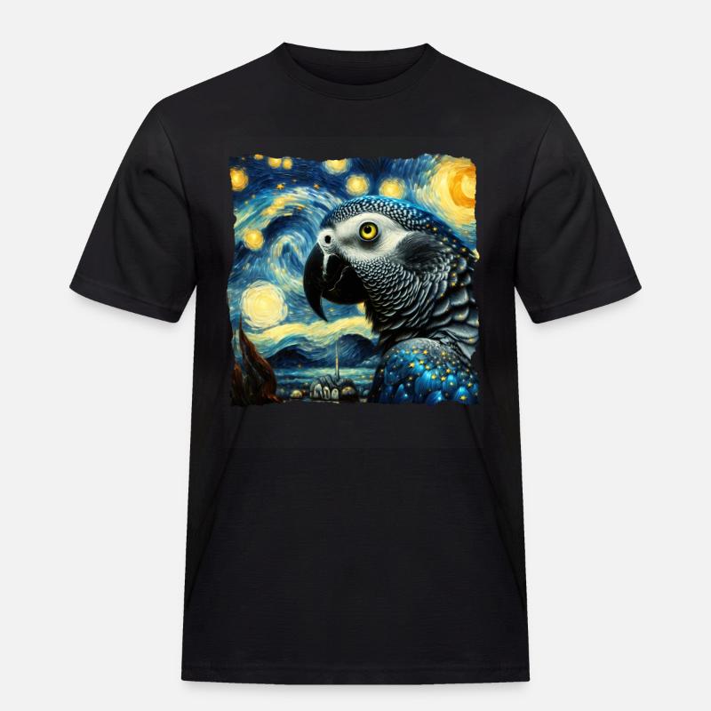 Graupapagei Starry Night - Männer Workwear T-Shirt - Schwarz