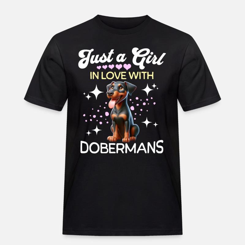 Dobermann Mädchen - Männer Workwear T-Shirt - Schwarz