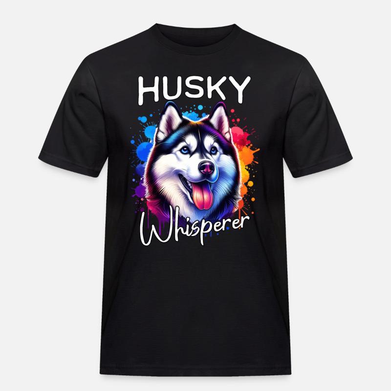 Schlittenhund Flüsterer Husky - Männer Workwear T-Shirt - Schwarz