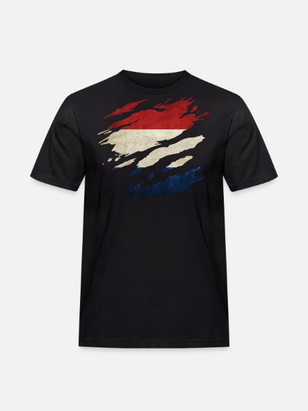Pays-Bas - Drapeau national, rayures, fissures - T-shirt Workwear homme - noir