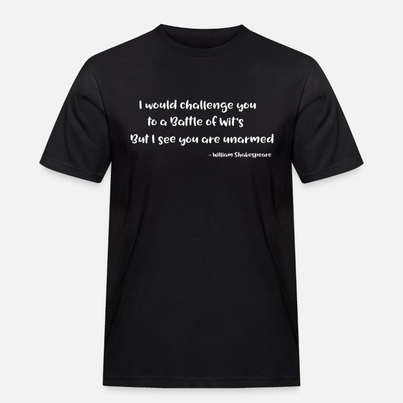 William Shakespeare Zitat Kampf der Köpfe - Männer Workwear T-Shirt - Schwarz