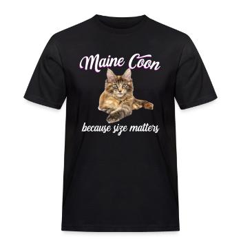 Maine Coon Katze - Maine Coon Weil Größe zählt - Männer Workwear T-Shirt - Schwarz - Vorne - AI Model Male 178 light (178cm)