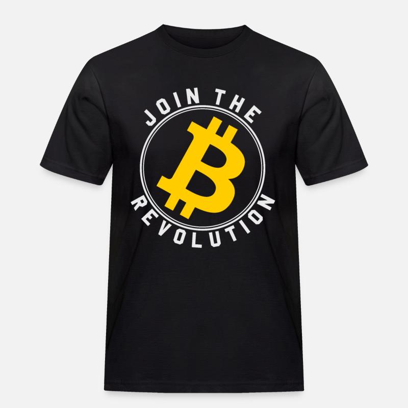 Das Bitcoin Revolutionszeichen - Männer Workwear T-Shirt - Schwarz