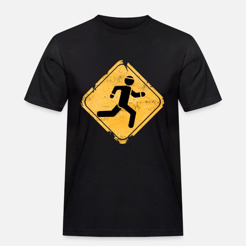 Grunge Runner Überquerungs-Warnschild - Männer Workwear T-Shirt - Schwarz