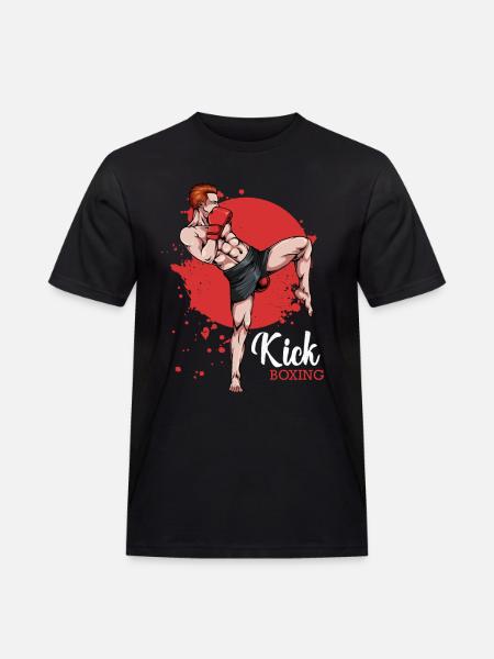 Kickboxer in Red Background - Men's Workwear T-Shirt - black