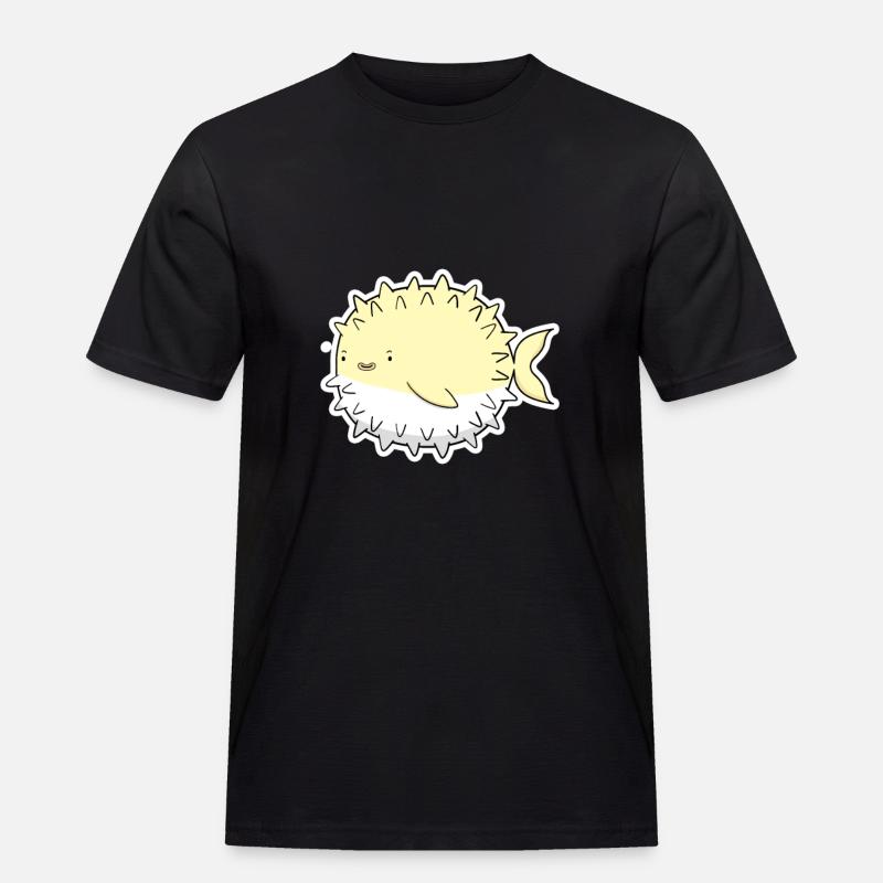 Pufferfisch - Männer Workwear T-Shirt - Schwarz