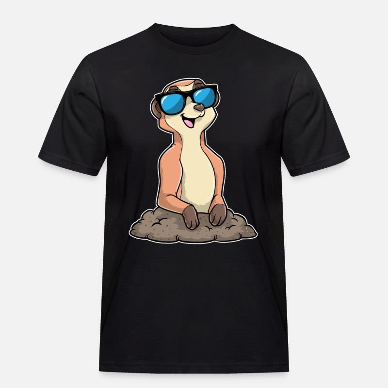 Erdmännchen mit Brille - Männer Workwear T-Shirt - Schwarz