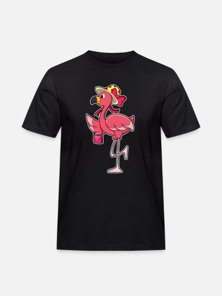 Flamingo Handtasche  - Männer Workwear T-Shirt - Schwarz