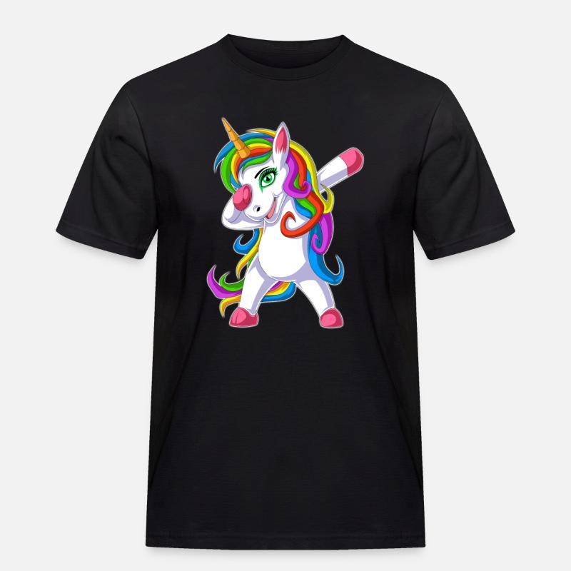 dabbing Einhorn - Männer Workwear T-Shirt - Schwarz