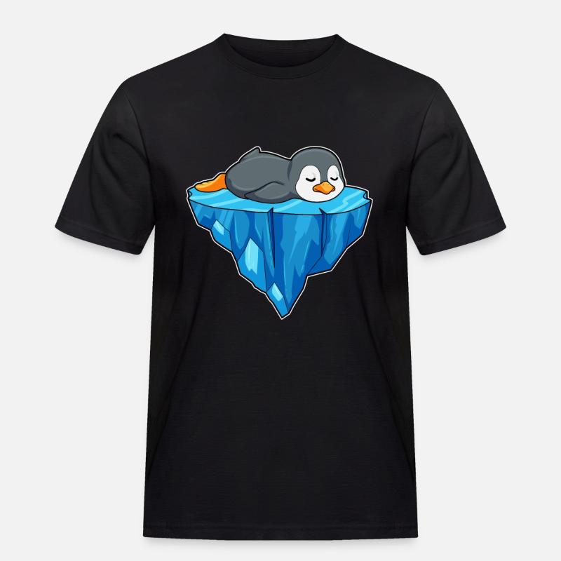 Pinguin auf Eisscholle - Männer Workwear T-Shirt - Schwarz