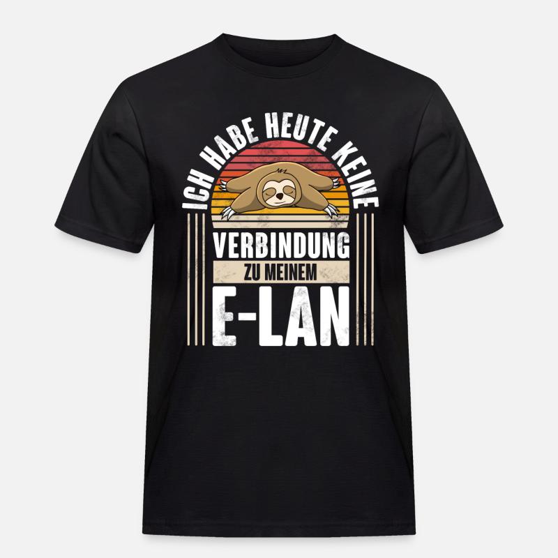 Faultier E-Lan - Männer Workwear T-Shirt - Schwarz