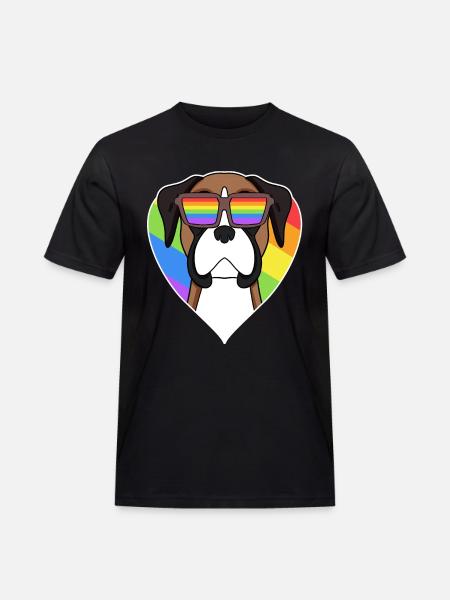 Boxer Dog Rainbow Heart - Men's Workwear T-Shirt - black