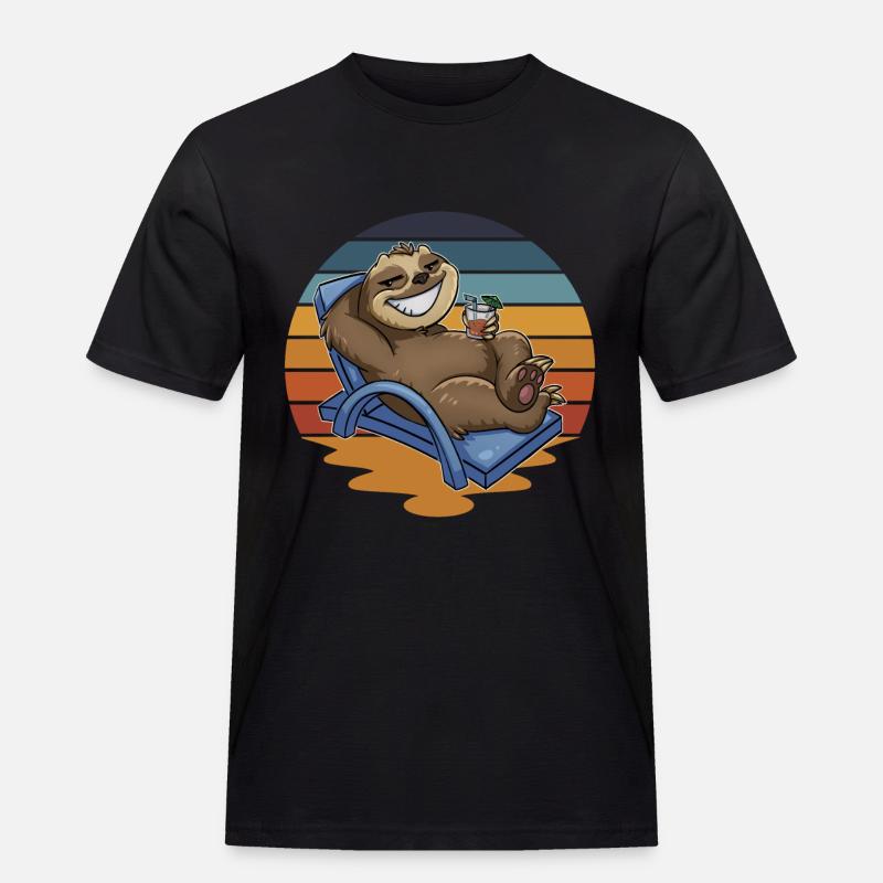 Faultier Urlauber Urlaub - Männer Workwear T-Shirt - Schwarz