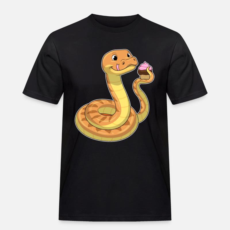 Schlange mit Muffin - Männer Workwear T-Shirt - Schwarz