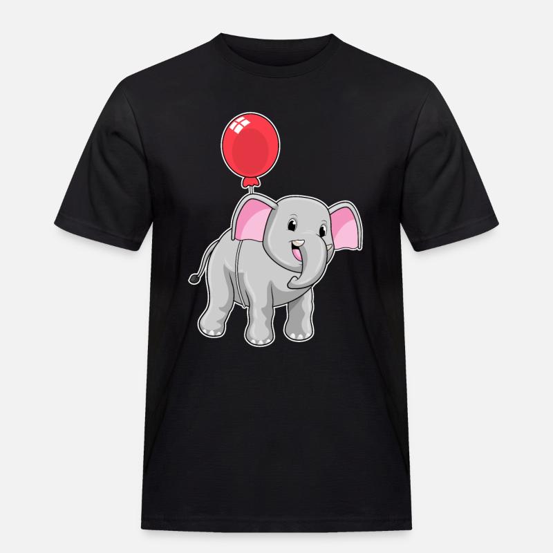 Elefant mit Luftballon - Männer Workwear T-Shirt - Schwarz