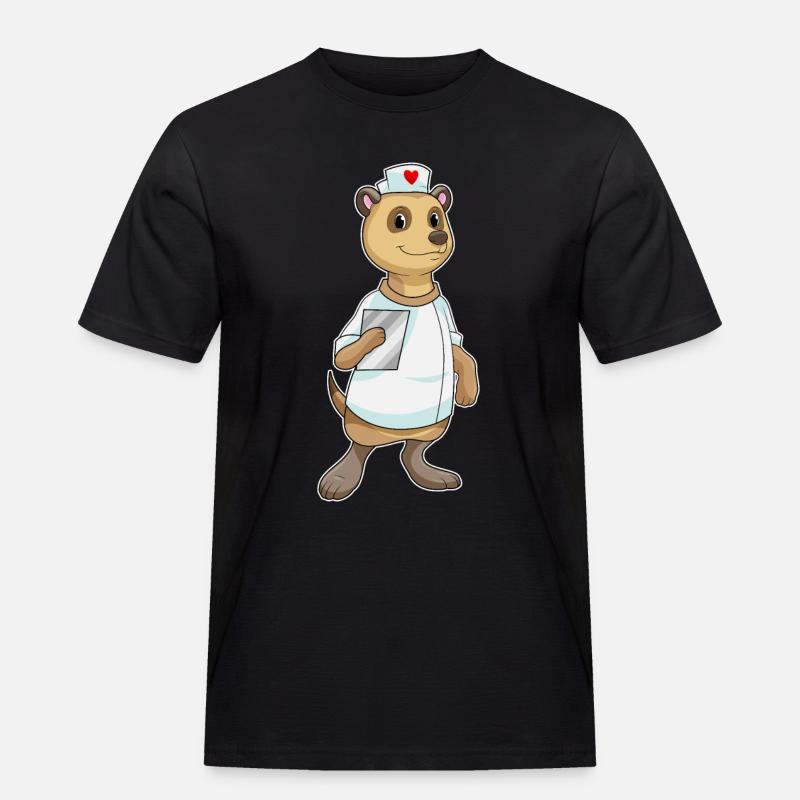 Erdmännchen Krankenschwester Herz - Männer Workwear T-Shirt - Schwarz