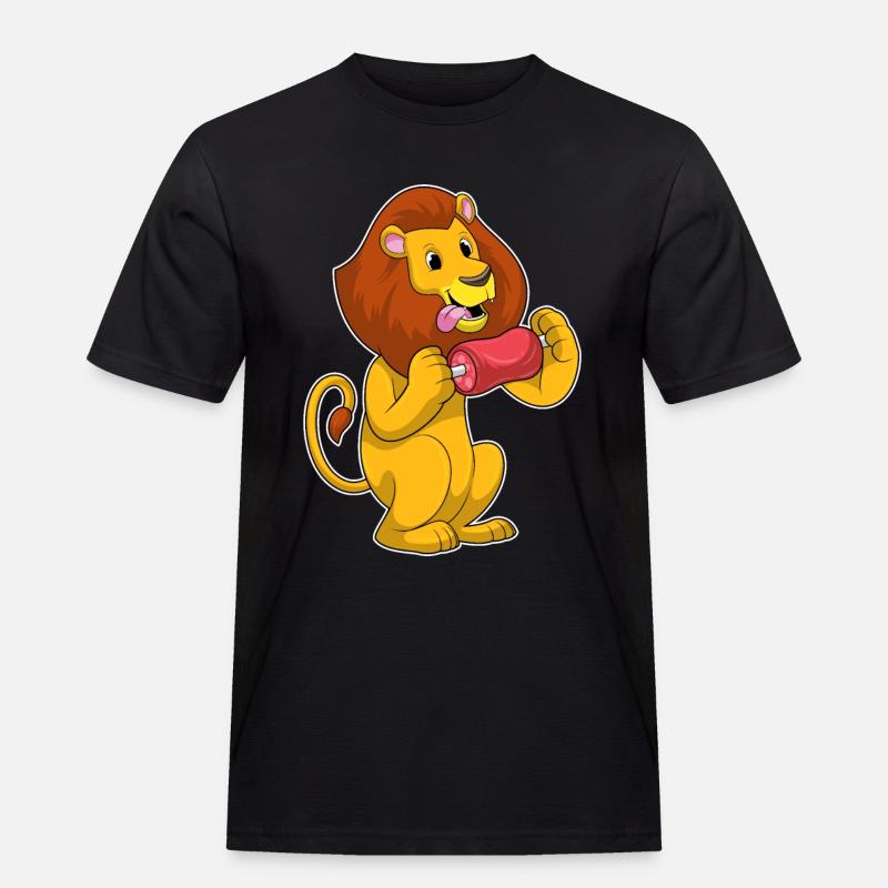 Löwe mit Fleisch - Männer Workwear T-Shirt - Schwarz